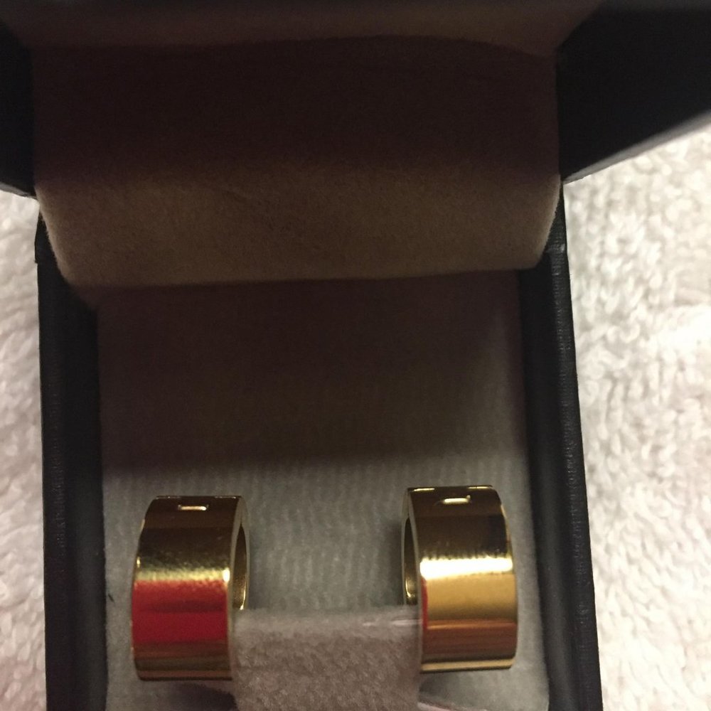 Edforce Stainless Steel Gold Hoop Earrings - Picture 2 of 16